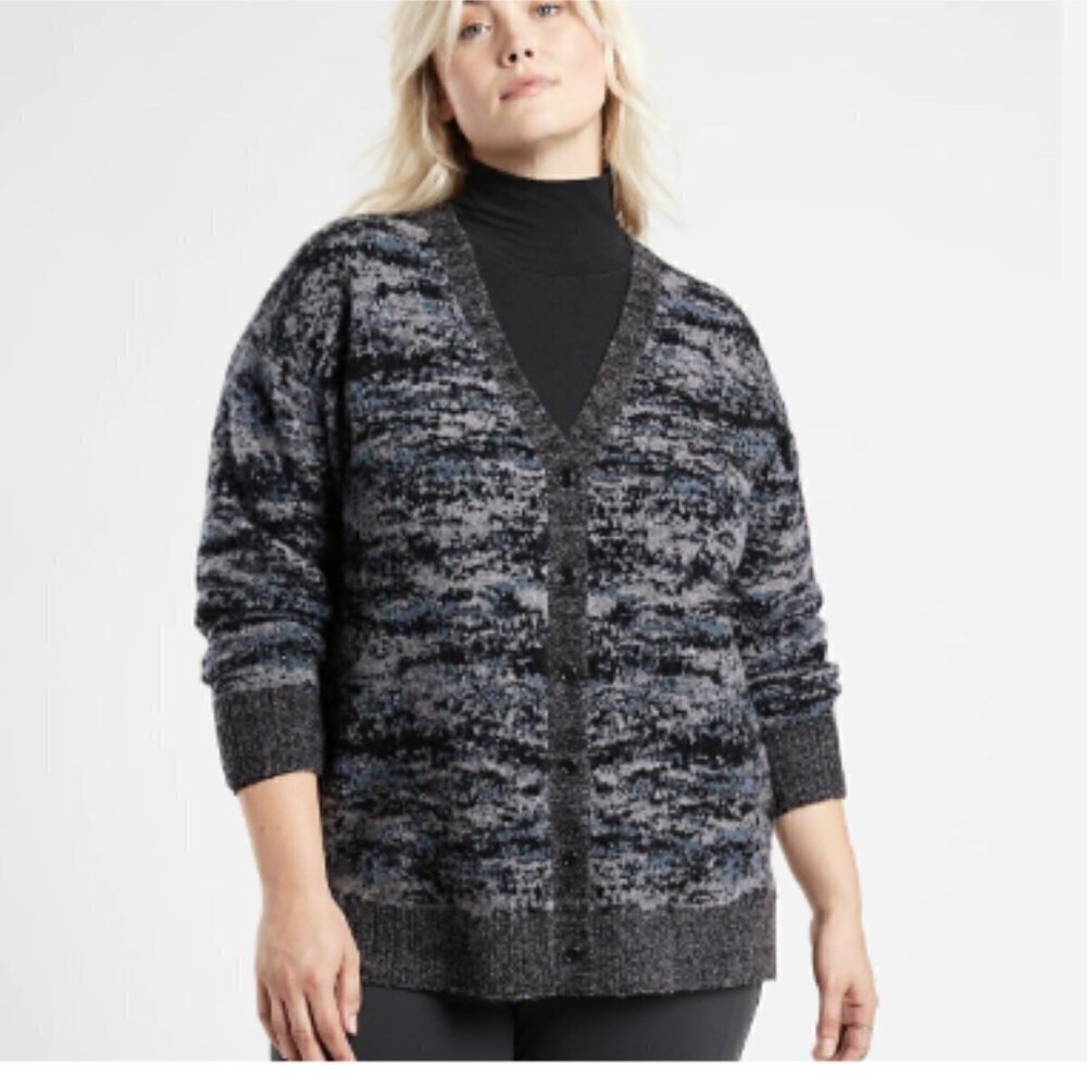 Atheta Westlake Textured Merino Wool Cardigan Fog Camo Cool - Picture 2 of 12
